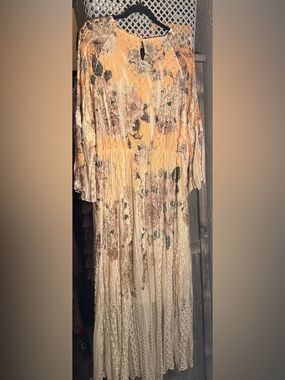 Boho Floral Maxi Dress in Cream & yellow